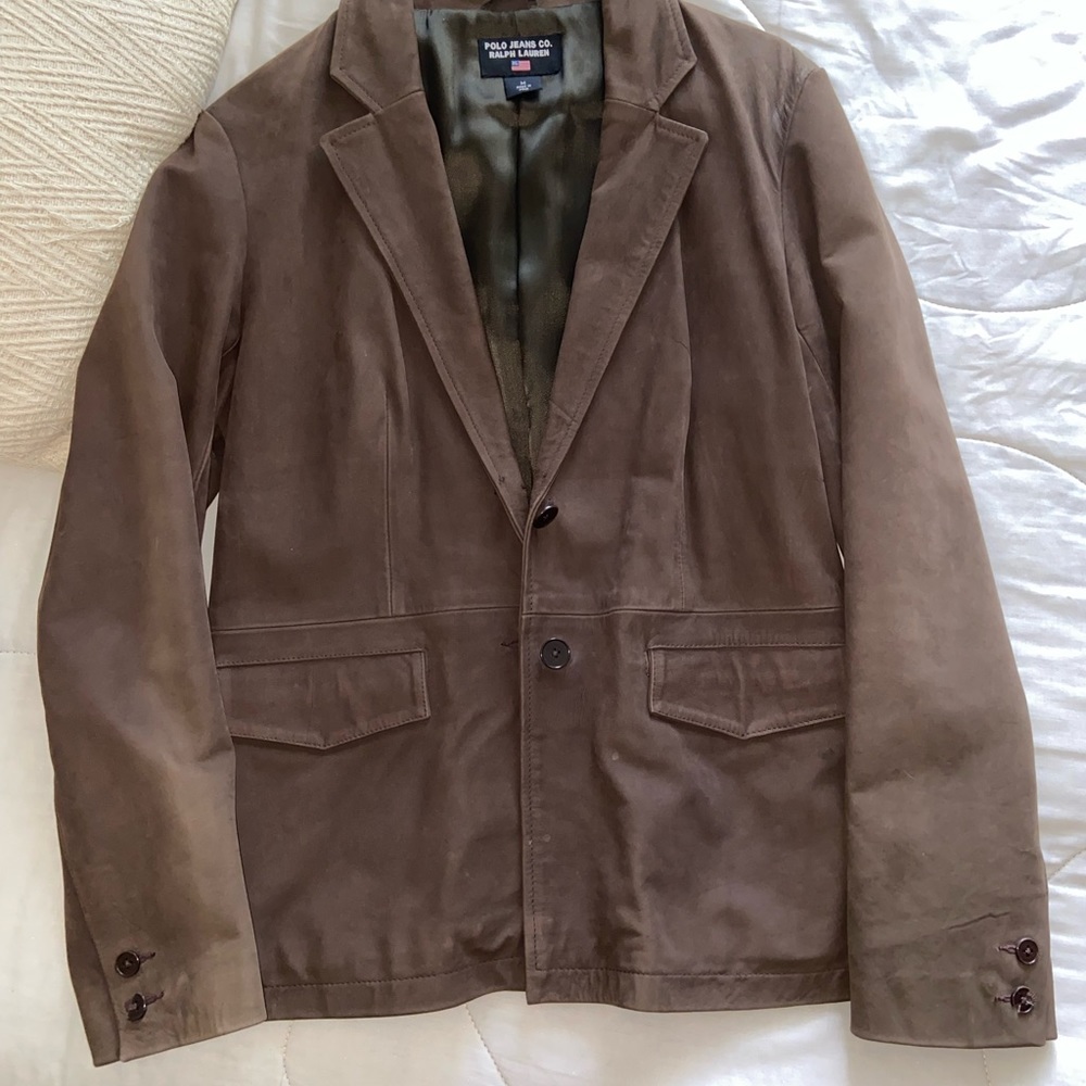 Brown leather blazer